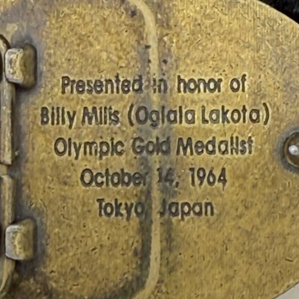 Vintage Belt Buckle Billy Mills Medal Anniversary American Indian